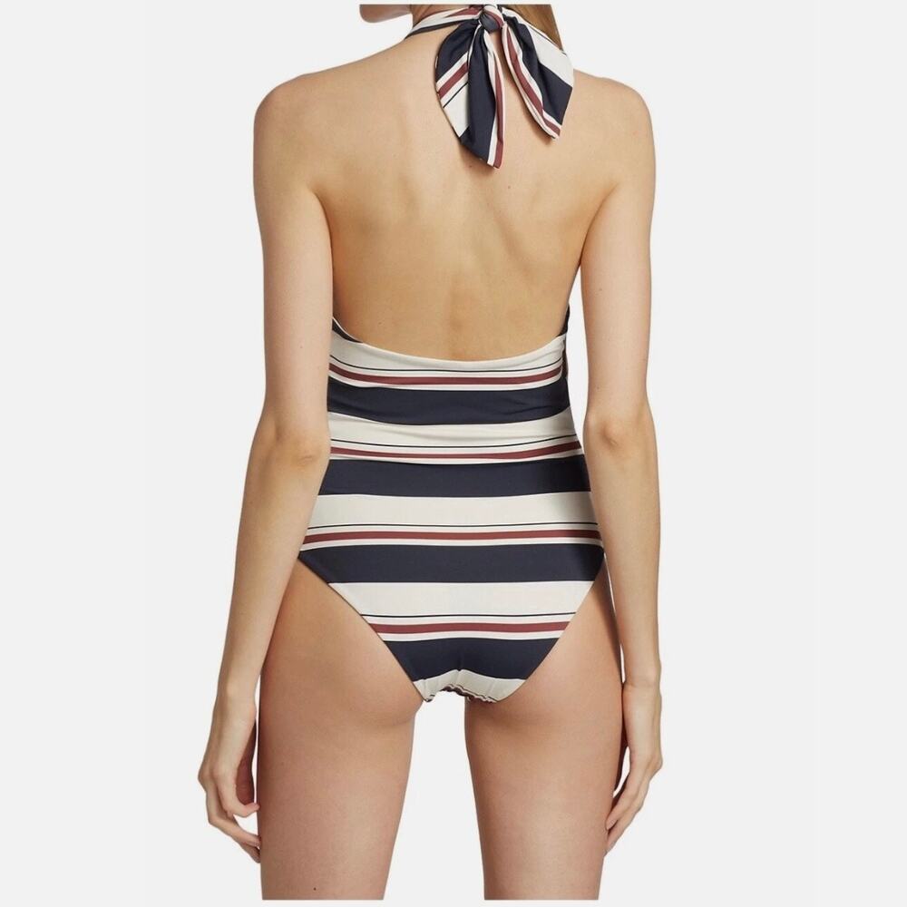 NWT Johanna Ortiz Feel The Tide Stripe One Piece Swimsuit - White - M - Picture 2 of 7